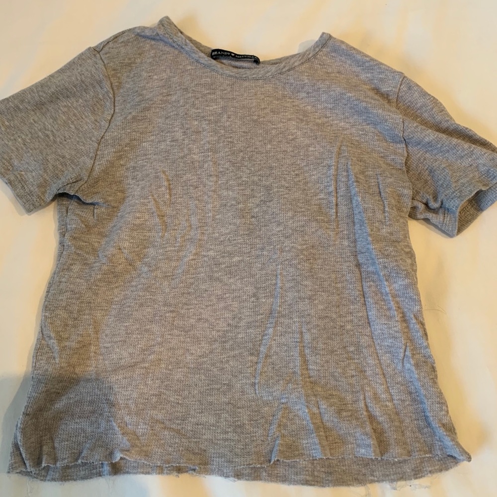Grey short sleeve brandy top